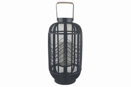 DKD Home Decor Portavelas de Metal y Ratán Negro