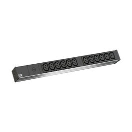 Bachmann 800.2284 PDU Básico 1U 19" Aluminio Negro, 12 Salidas C13, Entrada C14, Cable 2m, 230V 16A