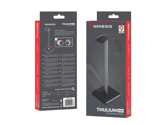 Genesis Soporte para Auriculares, Thulium 100 - NGM-2232, Compatible con Cualquier Marca, Material ABS, Aluminio y TPU, Negro/Gris Genesis Soporte para Auriculares, Thulium 100 - NGM-2232, Compatible con Cualquier Marca, Material ABS, Aluminio y TPU, Negro/Gris