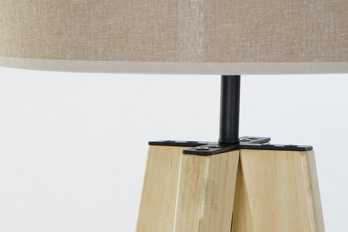 DKD Home Decor Lampara Pie Scandi Natural Beige Madera Poliester 40 x 148 x 40 cm