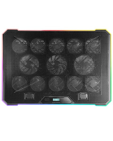 Mars Gaming MNBC13 Base Refrigeración Portátil Hasta 17", 13 Ventiladores, RGB, Pantalla LCD, Soporte Smartphone, 2 Puertos USB