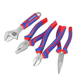 Workpro Juego de 4 alicates y llave ajustable, acero forjado, mango bimaterial, 160 mm