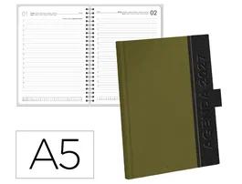 Liderpapel Agenda de oficina 2027 bilingüe día a página A5 verde