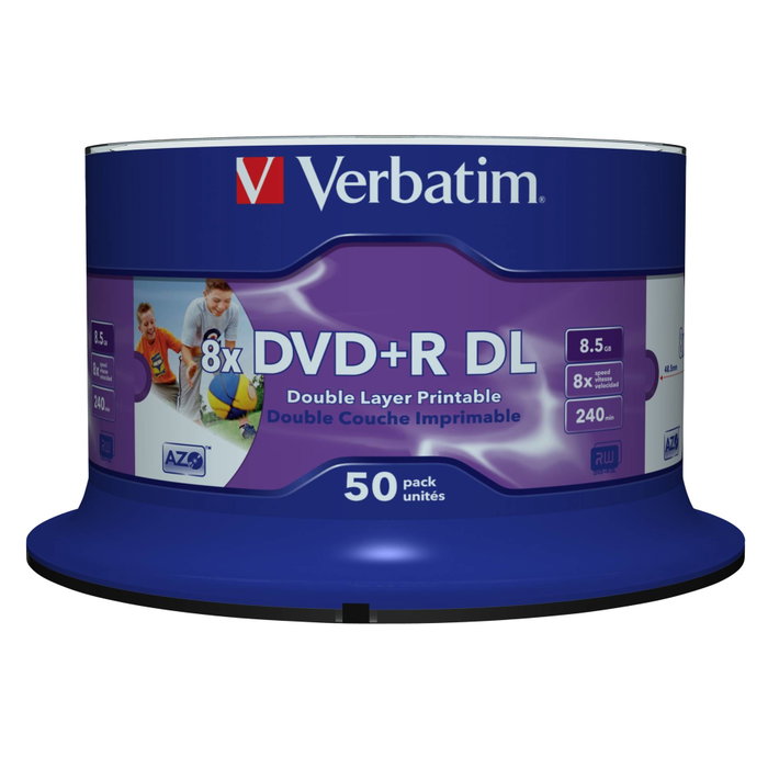 Verbatim DVD+R Double Layer 8x 8,5GB Pack 50 unidades Imprimible