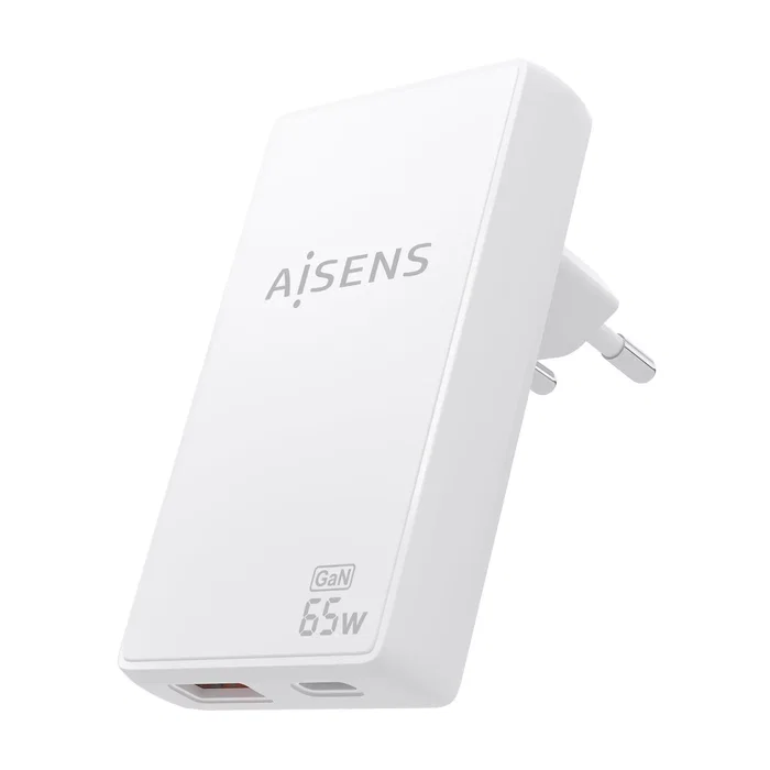 Aisens Cargador de Pared GaN 65W USB-C y USB-A Blanco ASCH-65W2P076-W Aisens Cargador de Pared GaN 65W USB-C y USB-A Blanco ASCH-65W2P076-W