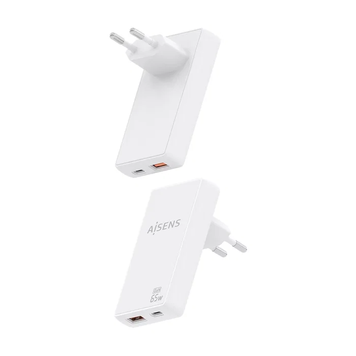 Aisens Cargador de Pared GaN 65W USB-C y USB-A Blanco ASCH-65W2P076-W Aisens Cargador de Pared GaN 65W USB-C y USB-A Blanco ASCH-65W2P076-W