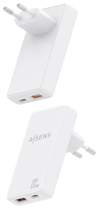 Aisens Cargador de Pared GaN Ultra Delgado 65W Blanco