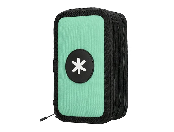 Antartik Plumier Escolar Triple Cremallera Color Menta 36 Piezas