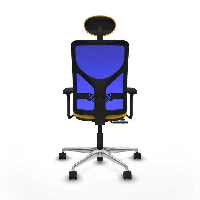 PIQUERAS Y CRESPO Silla de oficina Motilla con mecanismo Sincro/Traslack, Amarillo/Azul
