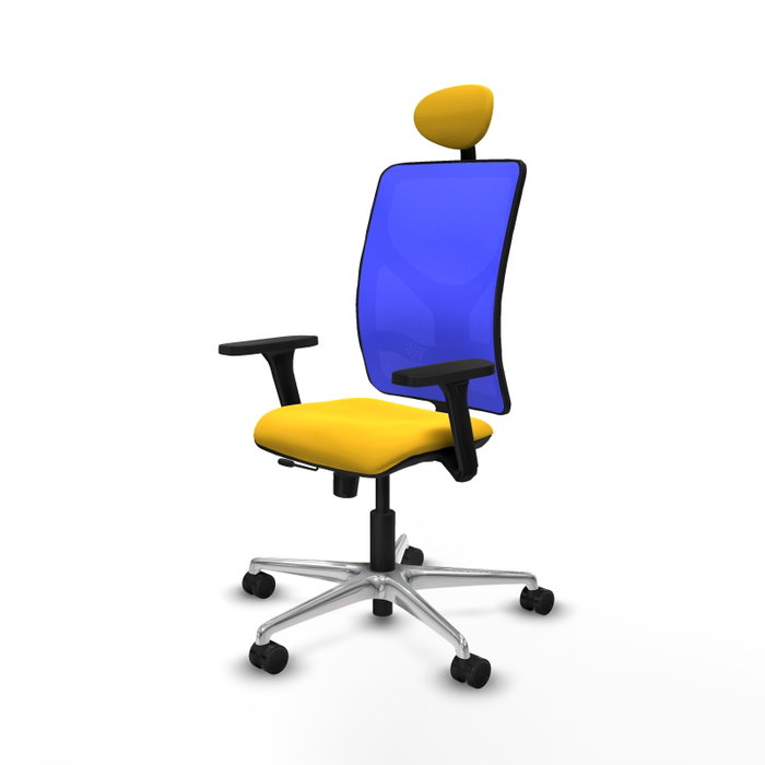 PIQUERAS Y CRESPO Silla de oficina Motilla con mecanismo Sincro/Traslack, Amarillo/Azul