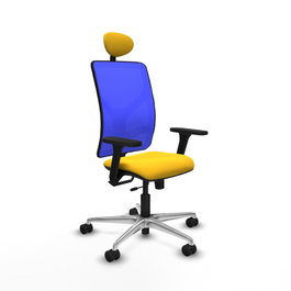 PIQUERAS Y CRESPO Silla de oficina Motilla con mecanismo Sincro/Traslack, Amarillo/Azul