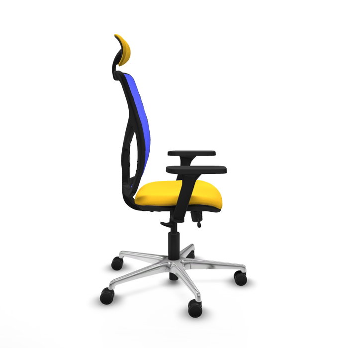 PIQUERAS Y CRESPO Silla de oficina Motilla con mecanismo Sincro/Traslack, Amarillo/Azul
