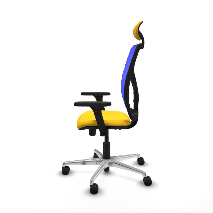 PIQUERAS Y CRESPO Silla de oficina Motilla con mecanismo Sincro/Traslack, Amarillo/Azul