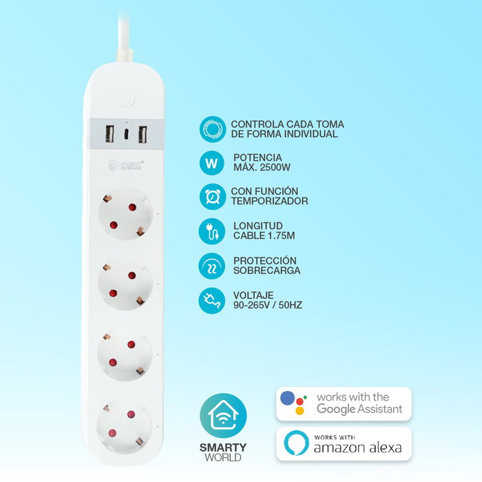 GSC Evolution Base Múltiple Inteligente WiFi/Bluetooth 4T + 2 USB + Tipo C