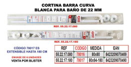 Cortina de baño con barra curva blanca 80x80 22 mm