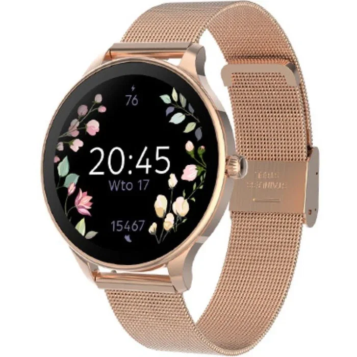 Forever Smartwatch Velora SB-306 - Reloj Inteligente para Mujer, Pantalla AMOLED 1.19', Monitor Ritmo Cardíaco, Sueño, IP68, 4 Días Batería, Android iOS, Color Oro Rosa