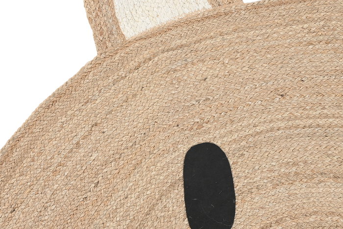 DKD Home Decor Alfombra Kids Yute Natural Blanco Negro 120 x 120 cm