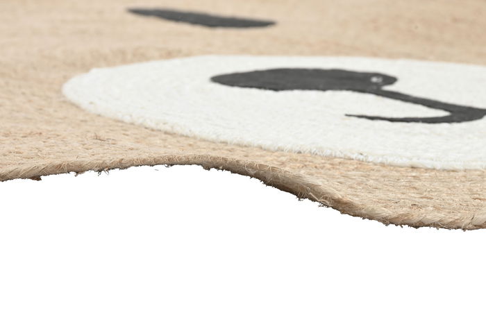DKD Home Decor Alfombra Kids Yute Natural Blanco Negro 120 x 120 cm