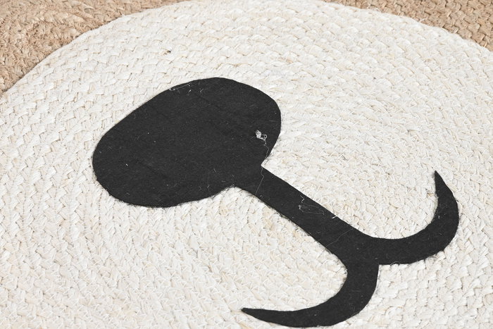 DKD Home Decor Alfombra Kids Yute Natural Blanco Negro 120 x 120 cm