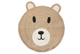 DKD Home Decor Alfombra Kids Yute Natural Blanco Negro 120 x 120 cm