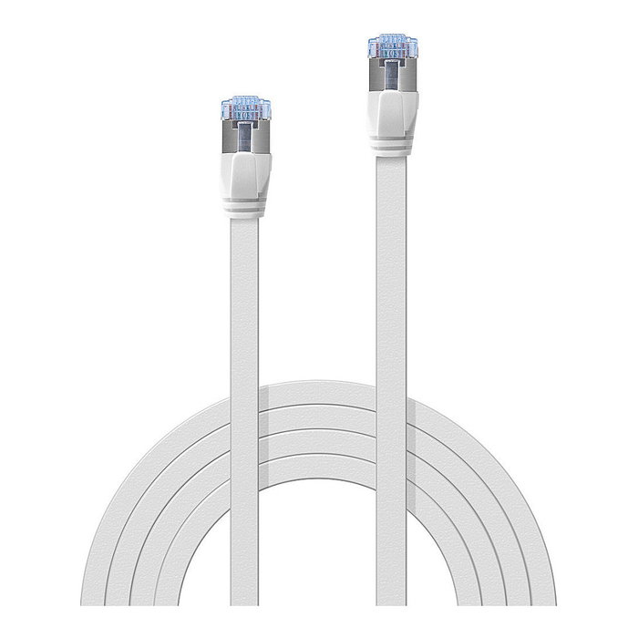 Lindy Patchkabel Cat6A U/FTP Flachband Blanco 10m, Cable LAN Ethernet de Cobre Blindado (STP), 10/100/1000Base-T(X), 500 MHz, RJ-45 Macho, 32 AWG, 6 cm Radio Min. -10 a 60 grados C
