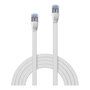 Lindy Patchkabel Cat6A U/FTP Flachband Blanco 10m, Cable LAN Ethernet de Cobre Blindado (STP), 10/100/1000Base-T(X), 500 MHz, RJ-45 Macho, 32 AWG, 6 cm Radio Min. -10 a 60 grados C