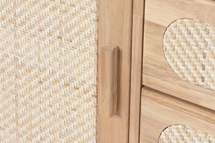 DKD Home Decor Buffet Scandi Rubberwood Ratan Metal Natural 35 x 78 x 73.5 cm