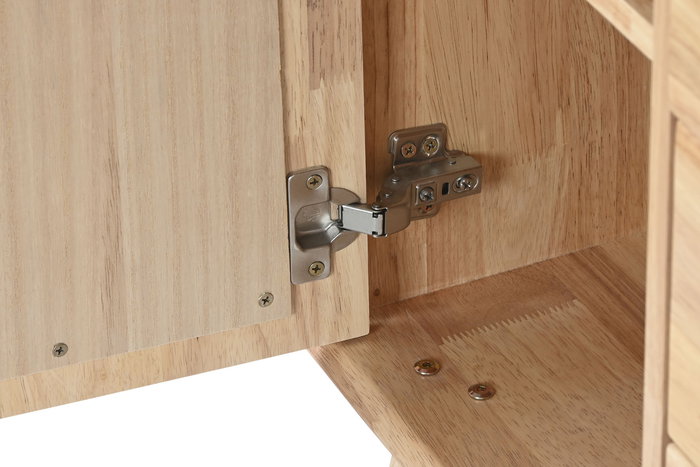 DKD Home Decor Buffet Scandi Rubberwood Ratan Metal Natural 35 x 78 x 73.5 cm