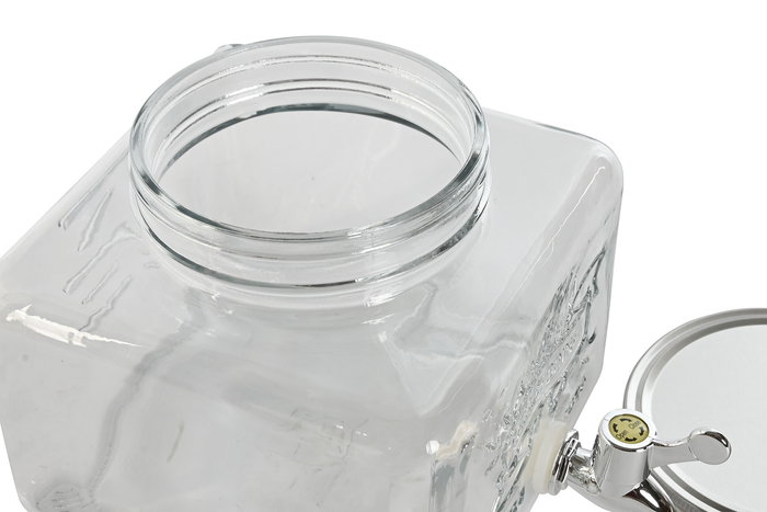 DKD Home Decor Dispensador Bebidas Transparente Cristal Metal Abs Silicona 25 x 16 x 19 cm 3.5L