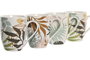 DKD Home Decor Mug Scandi Multicolor Blanco Porcelana New Bone Apto Microondas y Lavavajillas 8.3 x 10.5 x 11.5 cm (12 Unidades)