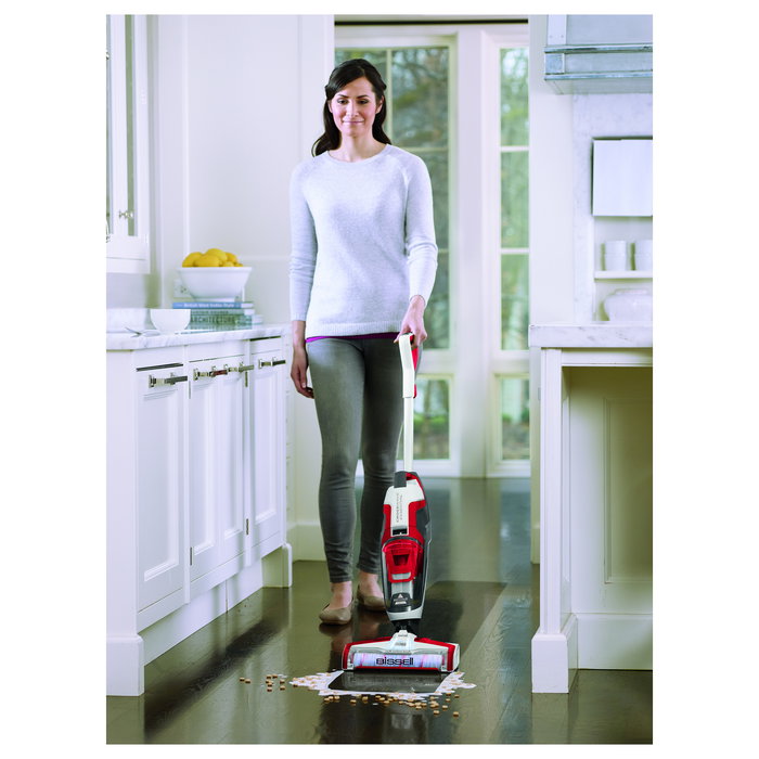 Bissell CrossWave Essential (22034) Aspiradora vertical 3 en 1 sin bolsa para seca y humeda, Tanque de agua 0.82L, Rojo y Blanco