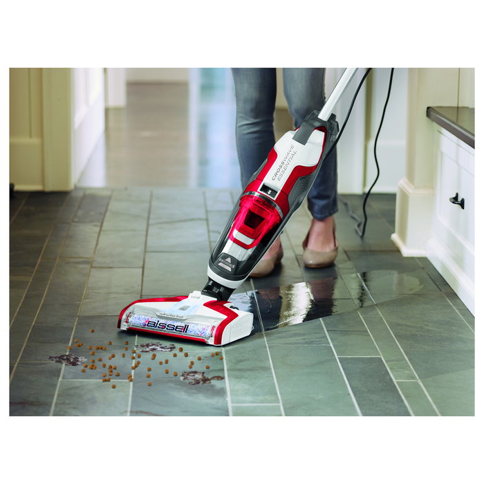 Bissell CrossWave Essential (22034) Aspiradora vertical 3 en 1 sin bolsa para seca y humeda, Tanque de agua 0.82L, Rojo y Blanco