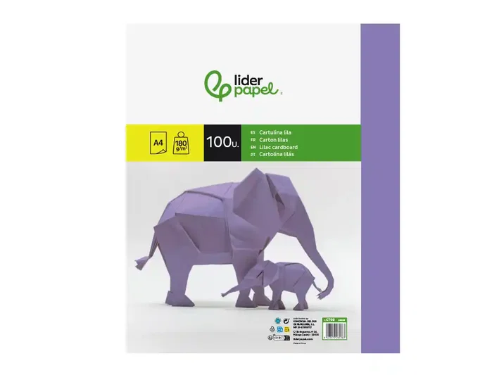 Liderpapel Cartulina Lila A4 180g/m2 Paquete de 100 Hojas