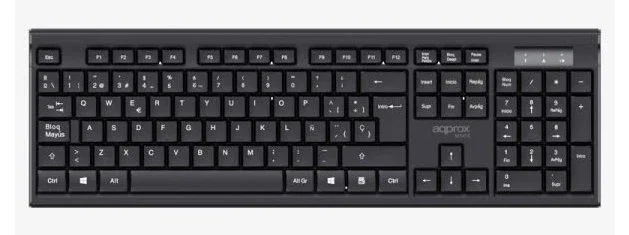 Approx APPMX410 Kit Teclado y Ratón Inalámbrico 2.4 GHz, Teclado Español QWERTY de 105 Teclas Completo y Ratón Óptico 1000 DPI, Compatible con Windows/Mac/Linux, Color Negro