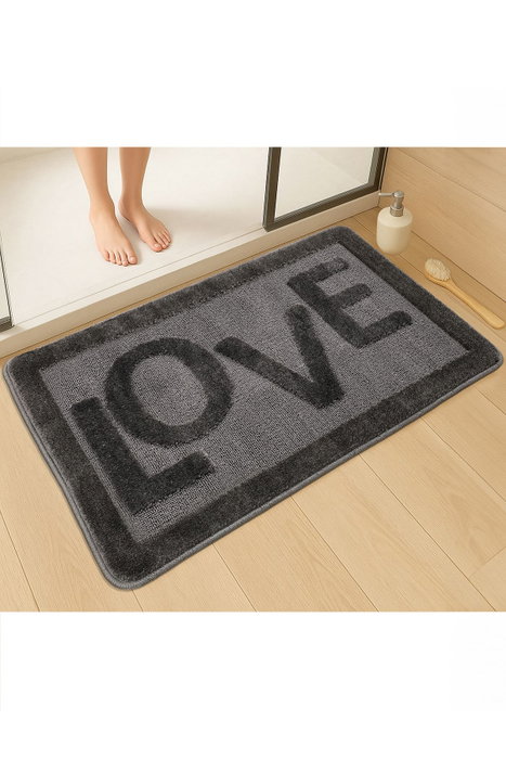 Mijölnir Alfombra de Baño Love Antracita 60 x 100 cm Polipropileno