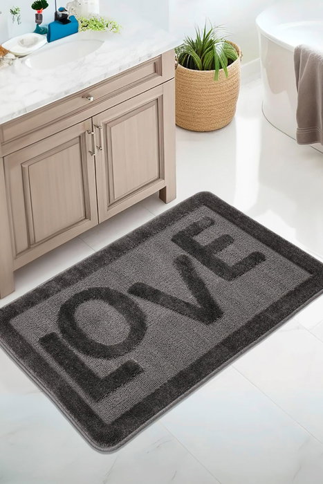 Mijölnir Alfombra de Baño Love Antracita 60 x 100 cm Polipropileno