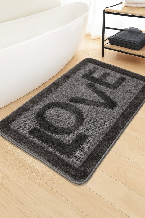 Mijölnir Alfombra de Baño Love Antracita 60 x 100 cm Polipropileno