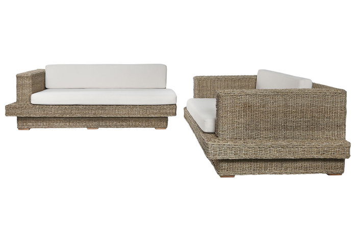DKD Home Decor Indo 1c25 Sofá Natural 192 x 105 x 63 cm Set 3 Piezas Fibra Teca