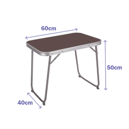 Mesa Plegable Marron Acero 60X40X50 cm para Camping y Playa MARBUENO SUMMER 10016M