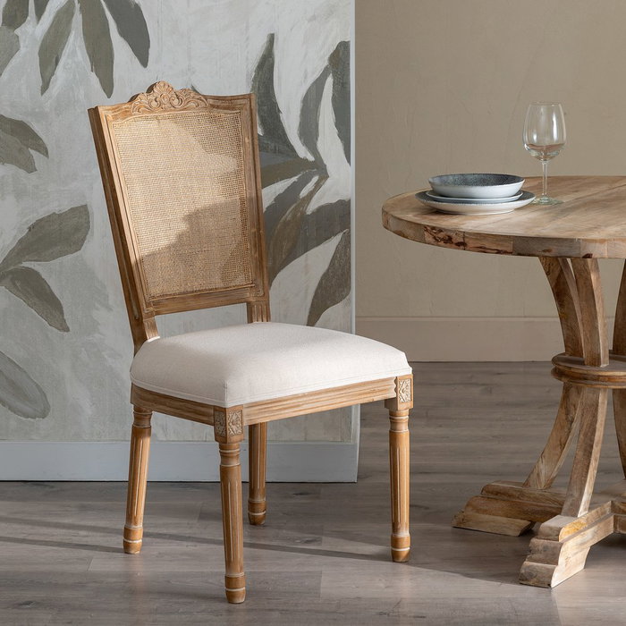 Ixia Silla de Salón Madera y Ratán Natural-Blanco