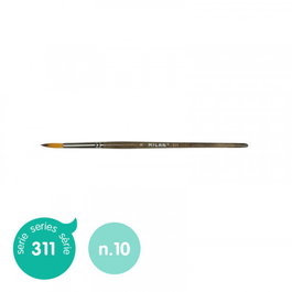 Milan 80470 Pincel Sintético Redondo Serie 311 Nº 10 Mango Corto Madera Acuarela