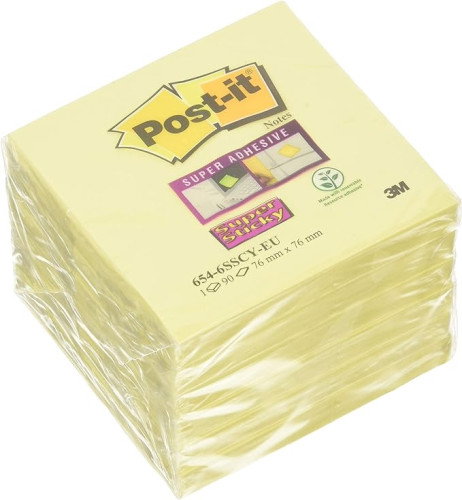 Post-It R330-SSCY-VP20 Blocs Adhesivos Super Sticky 76x76mm Amarillo 18+6 Bloques 90 Hojas