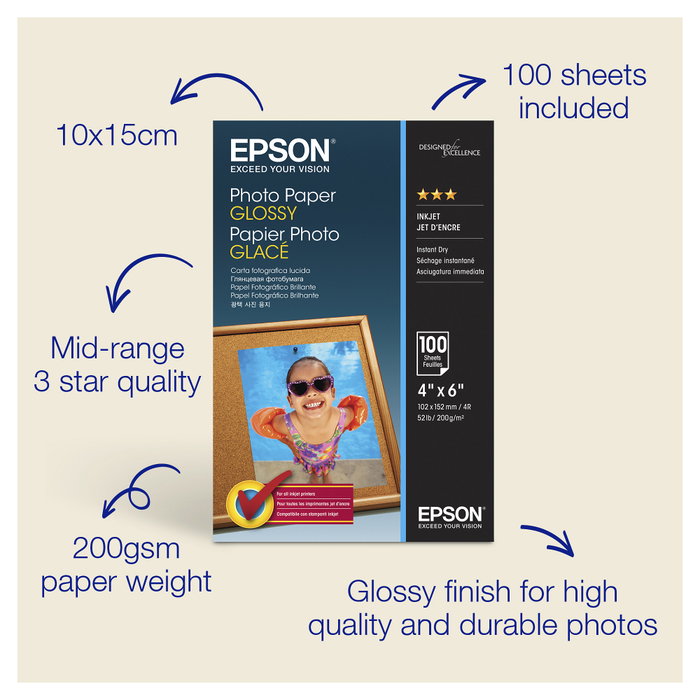 Epson Photo Paper Glossy 10x15cm 100 hojas Epson Photo Paper Glossy 10x15cm 100 hojas