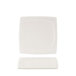 SUMMA NOUBON QUAT Plato Llano de Vajilla Blanco Marfil 21x21 cm, Apto Lavavajillas y Microondas, Colección NOUBON (Set de 6)