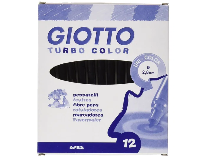 Giotto Turbo Color Rotuladores Negro Set de 12 unidades