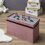 Home Deco Kids Banco-Puf Plegable Lego Rosa, Compatible con Piezas Lego, Madera MDF, 52x27x30 cm