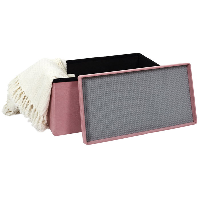 Home Deco Kids Banco-Puf Plegable Lego Rosa, Compatible con Piezas Lego, Madera MDF, 52x27x30 cm