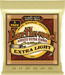 Ernieball Juego Acústica Earthwood 92/8 Phosphor Bronze Extra Light 10-50 Tripack (3) Cuerdas Guitarra