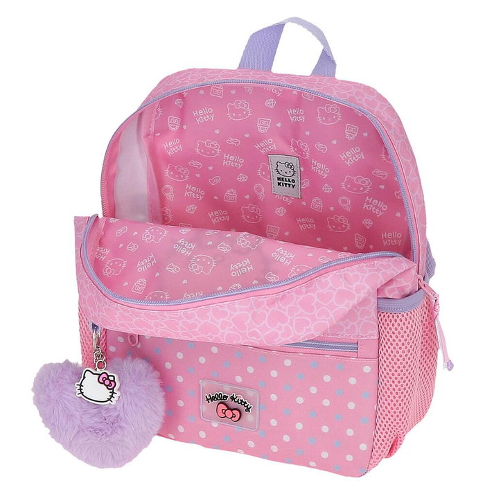 Hello Kitty Mochila Hearts & Dots 28cm, 23x28x10cm, 2 Bolsillos Laterales, Bolsillo para Botellas Hello Kitty Mochila Hearts & Dots 28cm, 23x28x10cm, 2 Bolsillos Laterales, Bolsillo para Botellas