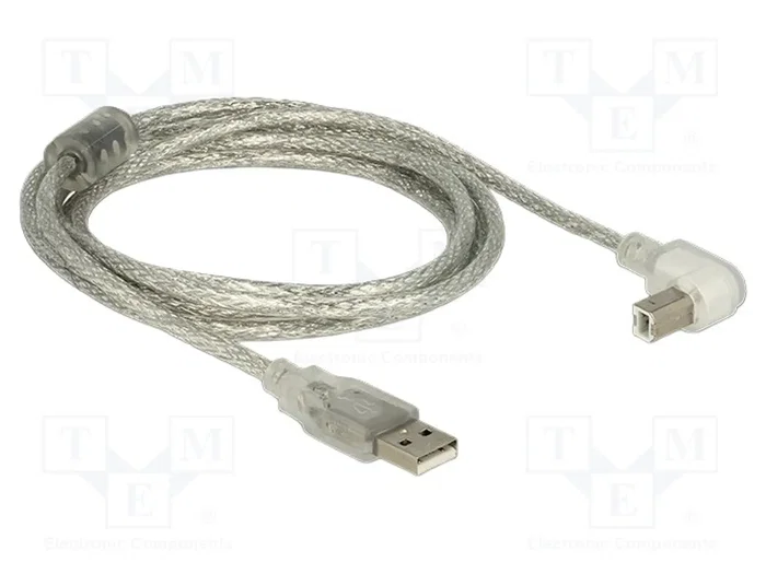 DeLOCK Cable USB 2.0 Tipo-A a Tipo-B Angular 2m Transparente/Plata DeLOCK Cable USB 2.0 Tipo-A a Tipo-B Angular 2m Transparente/Plata